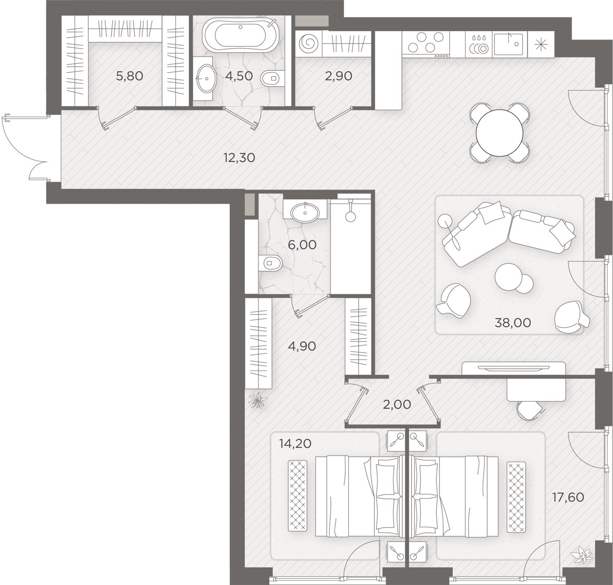 2-комнатная 108.2 м²