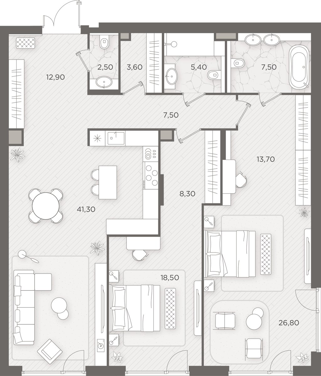 2-комнатная 148.0 м²
